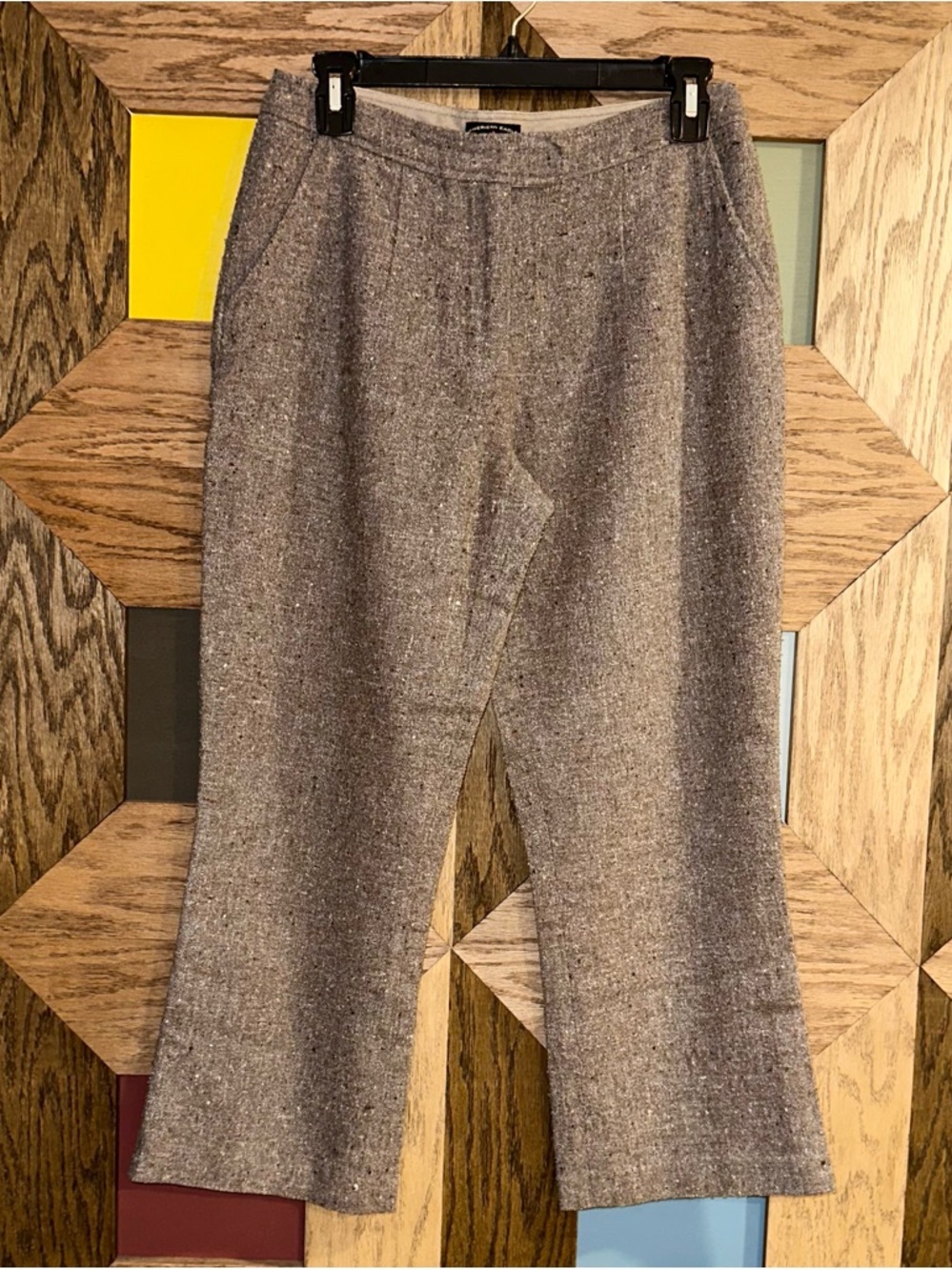 Vtg 90s American Eagle Capris Brown Tweed Wool Blend Y2K Cropped Pants Sz 4